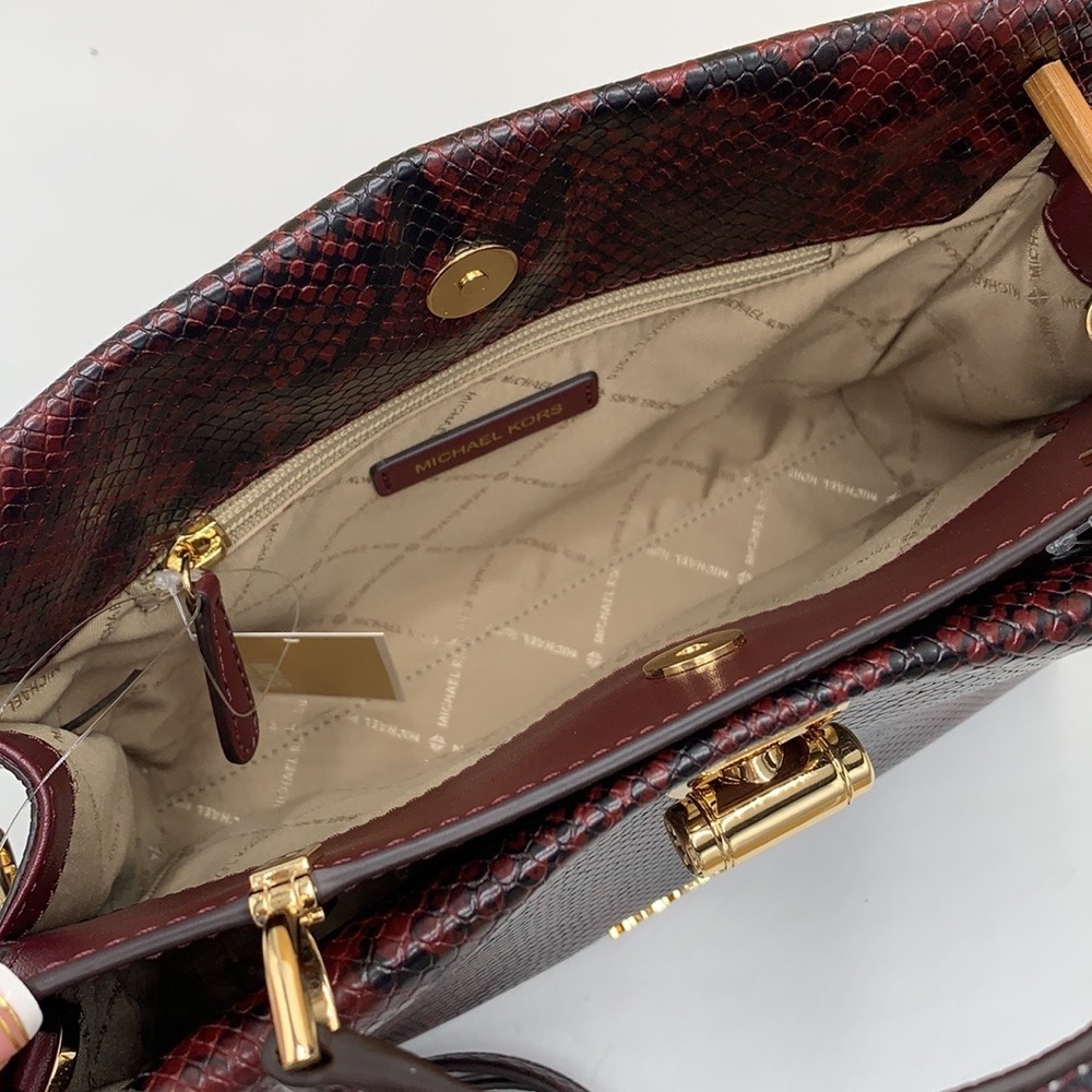 MICHAEL KORS PENELOPE MEDIUM TOP HANDLE SATCHEL MERLOT MULTI COLOR - Picture 9 of 16
